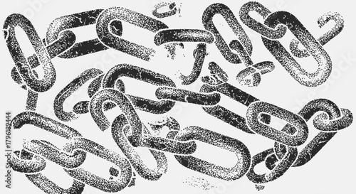 Abstract vector grunge background with black chain illustration on light backdrop