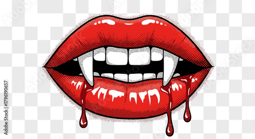 Vampire Lips with dripping blood, a scary and Halloween themed illustration