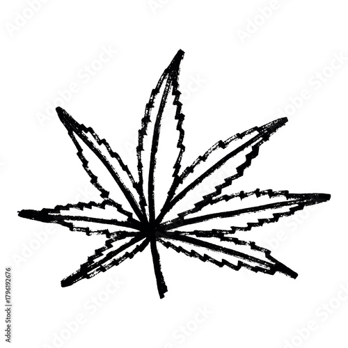 Hand drawn cannabis leaf Medicine marijuana Hemp leaves clipart in doodle style Single element for print, web, design, decor