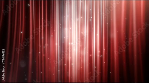 Elegant and dramatic red abstract background, bright futuristic motion graphic with dynamic light streak, glowing particles and vibrant energy