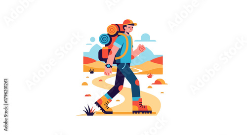 Adventurer Traversing Wilds With Backpack Embarking on a Journey Through Nature