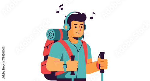 Adventurer Listening Music And Hiking Across The World's Most Exciting Trails