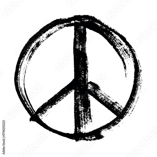 Hand drawn peace sign No war symbol Hippie clipart in doodle style Single element for print, web, design, decor