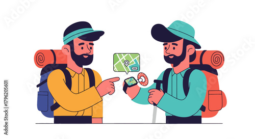 Adventurous Duo Exploring with Modern GPS Devices And Essential Gear for Journeying Together