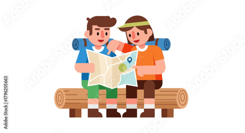 Adventurous Duo Planning a Journey, Navigating Maps for Exploration and Discovery