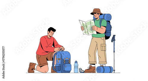 Adventurous Explorers Embark on a Journey of Discovery, Mapping an Expedition Together