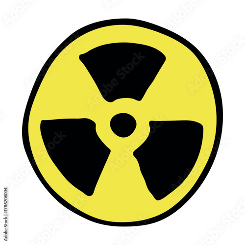 Hand drawn radiation sign Nuclear radiation hazard symbol Radioactive danger warning sign clipart in doodle style Nuclear safety Radioactive waste Single element for print, web, design, decor