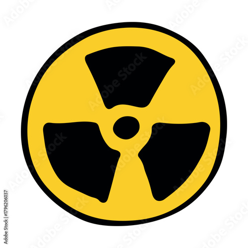 Hand drawn radiation sign Nuclear radiation hazard symbol Radioactive danger warning sign clipart in doodle style Nuclear safety Radioactive waste Single element for print, web, design, decor