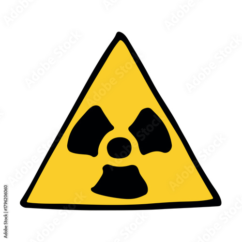 Hand drawn radiation sign Nuclear radiation hazard symbol Radioactive danger warning sign clipart in doodle style Nuclear safety Radioactive waste Single element for print, web, design, decor