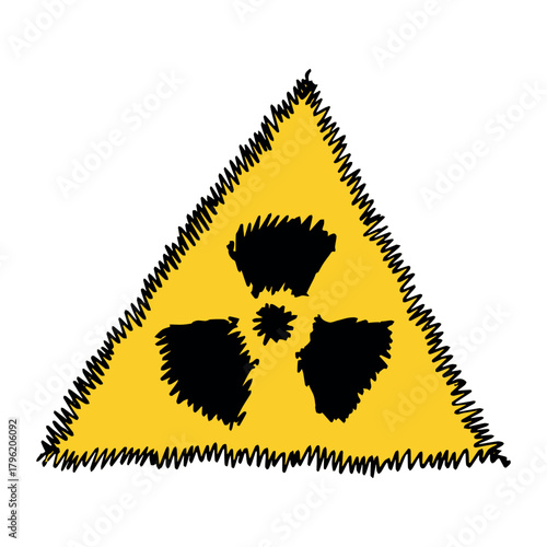 Hand drawn radiation sign Nuclear radiation hazard symbol Radioactive danger warning sign clipart in doodle style Nuclear safety Radioactive waste Single element for print, web, design, decor