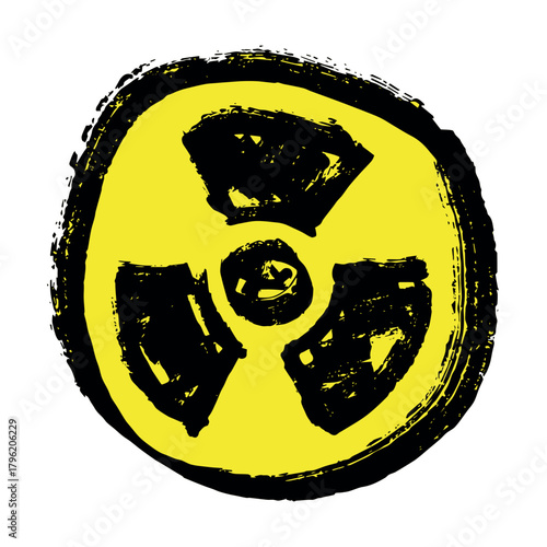 Hand drawn radiation sign Nuclear radiation hazard symbol Radioactive danger warning sign clipart in doodle style Nuclear safety Radioactive waste Single element for print, web, design, decor