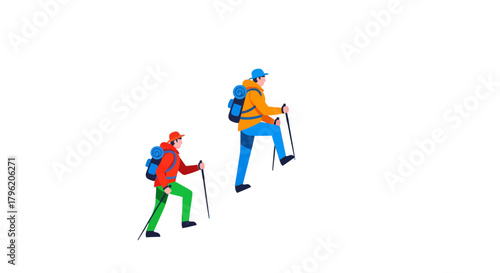 Adventurous Couple Climbing Together Showing Determination, Bravery and Teamwork