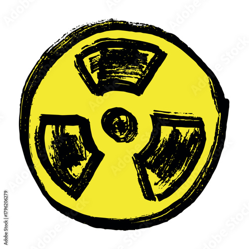 Hand drawn radiation sign Nuclear radiation hazard symbol Radioactive danger warning sign clipart in doodle style Nuclear safety Radioactive waste Single element for print, web, design, decor