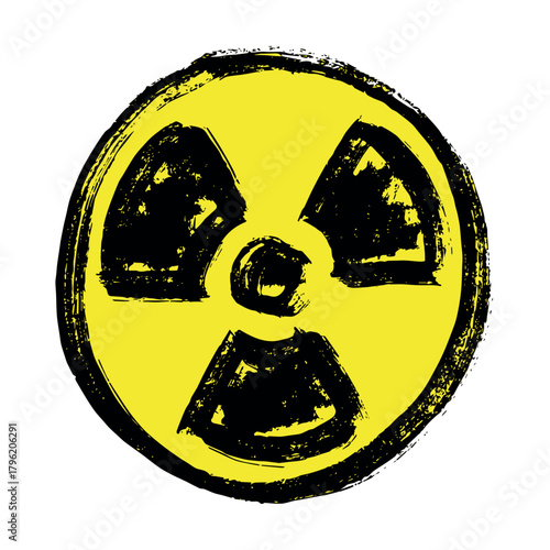Hand drawn radiation sign Nuclear radiation hazard symbol Radioactive danger warning sign clipart in doodle style Nuclear safety Radioactive waste Single element for print, web, design, decor