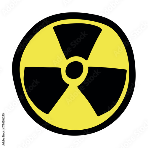 Hand drawn radiation sign Nuclear radiation hazard symbol Radioactive danger warning sign clipart in doodle style Nuclear safety Radioactive waste Single element for print, web, design, decor