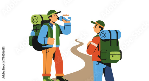 Adventurous Hike Illustrating Outdoor Exploration And Refreshment During The Trip