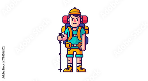 Adventurous Hiker Smiling at the Road Ahead Ready to Explore and Discover the World