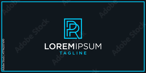 PR RP Square Line Logo Design