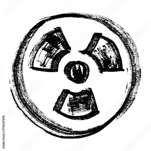 Hand drawn radiation sign Nuclear radiation hazard symbol Radioactive danger warning sign clipart in doodle style Nuclear safety Radioactive waste Single element for print, web, design, decor