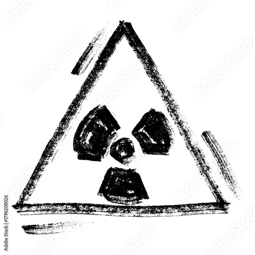 Hand drawn radiation sign Nuclear radiation hazard symbol Radioactive danger warning sign clipart in doodle style Nuclear safety Radioactive waste Single element for print, web, design, decor