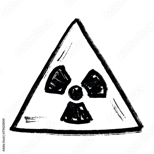 Hand drawn radiation sign Nuclear radiation hazard symbol Radioactive danger warning sign clipart in doodle style Nuclear safety Radioactive waste Single element for print, web, design, decor
