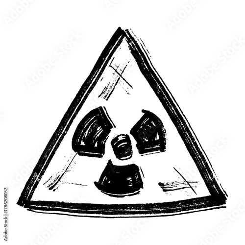 Hand drawn radiation sign Nuclear radiation hazard symbol Radioactive danger warning sign clipart in doodle style Nuclear safety Radioactive waste Single element for print, web, design, decor