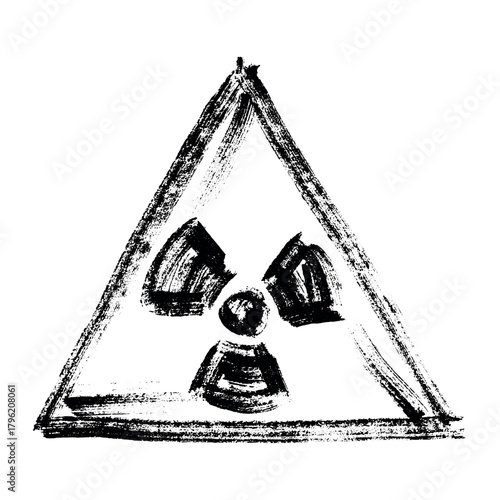 Hand drawn radiation sign Nuclear radiation hazard symbol Radioactive danger warning sign clipart in doodle style Nuclear safety Radioactive waste Single element for print, web, design, decor