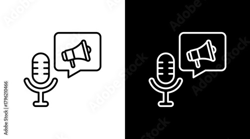 Podcast Marketing  White Icon Set Design