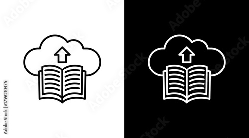Cloud Library  White Icon Set Design