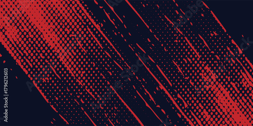 Halftone dots red and blue color pattern gradient grunge texture background. modern illustration