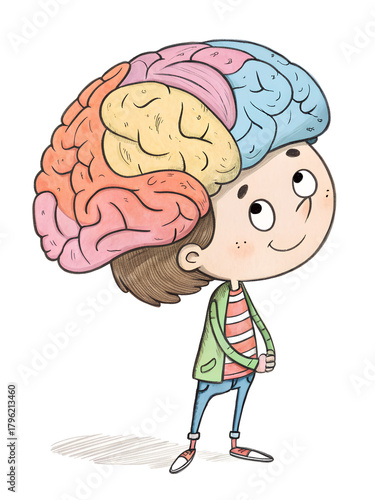 Hand Drawn Brain Anatomy Cartoon PNG Background