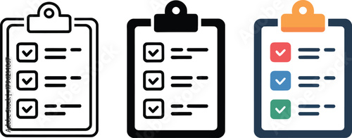 Checklist Icons Set Outline Silhouette Color to do list , checklist, to do list, task, check, done, 