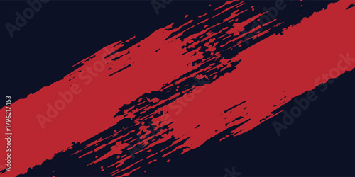 Bold Red Brush Stroke Across Deep Navy Background, Abstract Art for Modern Design and Branding