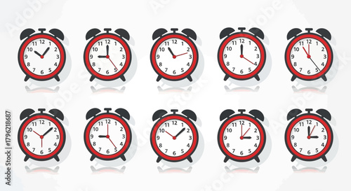 Alarm Clocks Showing Different Times Seamless Pattern Time Management Concept
