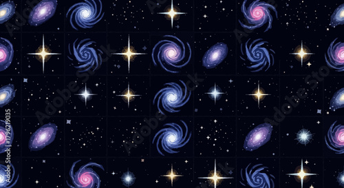 Cosmic Dreams: Seamless Pattern of Galaxies, Stars, and Deep Space Wonderscape