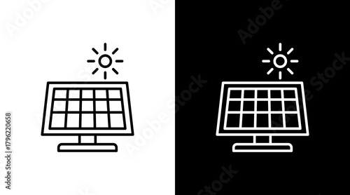 Solar Panel White Icon Set Design