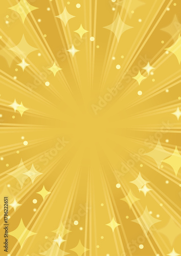 金色の光ときらめき背景／華やかで高級感のあるゴールド放射光デザイン |  ベクター背景 縦 コピースペース