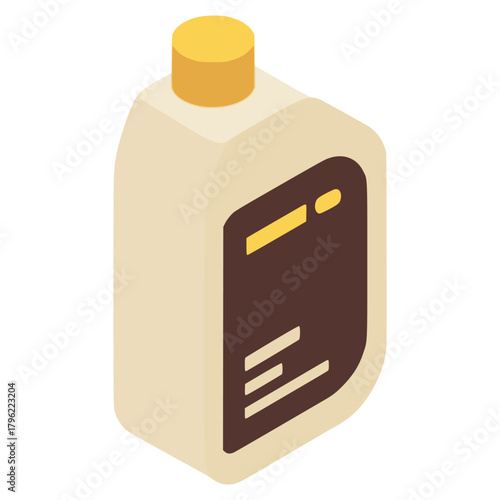 Machine oil bottle package flat color vector illustration template design