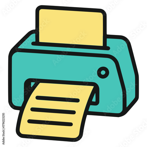 Home printer technology machine icon flat color vector illustration template design