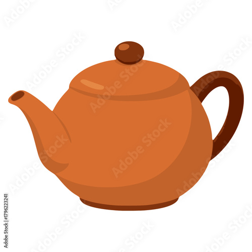 Brown teapot drink beverage flat color vector illustration template design