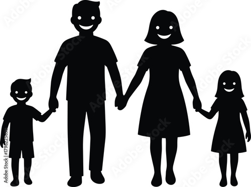Happy family holding hands together, parents and children smiling, unity and love concept, family relationship, togetherness, parenting, happiness, support