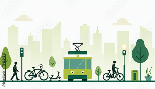 Eco Travel Poster with Urban Green Mobility Theme