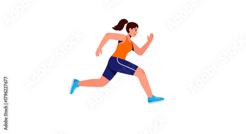 Animated Runner In Sportswear Depicted In Active Motion Against Dark Background