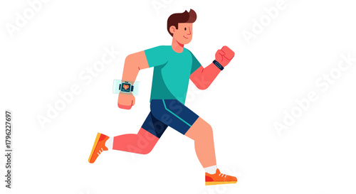 Animated Runner With Smartwatch Displays Vitality in Active Pursuit Achieving Fitness Goals