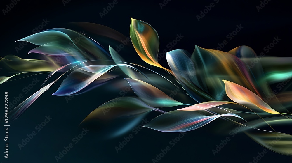 Obraz premium Floating Abstract Forms Resembling Leaves Background Design