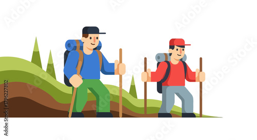 Adventurous Pair Enjoying A Scenic Hike On A Beautiful Day Of Exploration