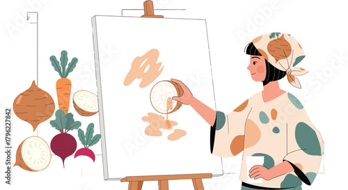 Artisan Crafting Culinary Composition With Vegetables And Fresh Fruit Inspiration