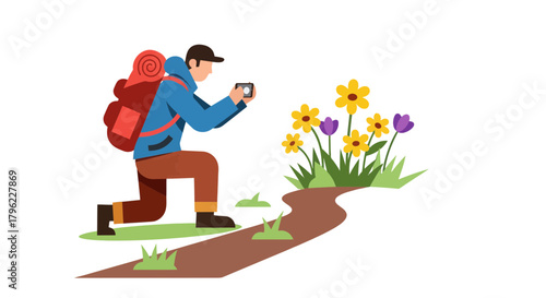 Adventurous Photographer Captures Botanical Beauty on a Hike with Vivid Floral Display