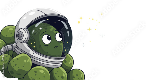 Astronautical Green Creature Gazing At The Stellar Beauty Of The Cosmos From Space