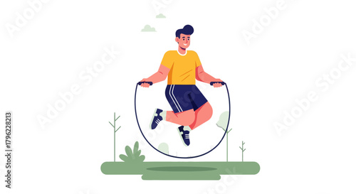 Athlete Jumping Rope At The Park Energetically For Exercise And Healthy Lifestyle